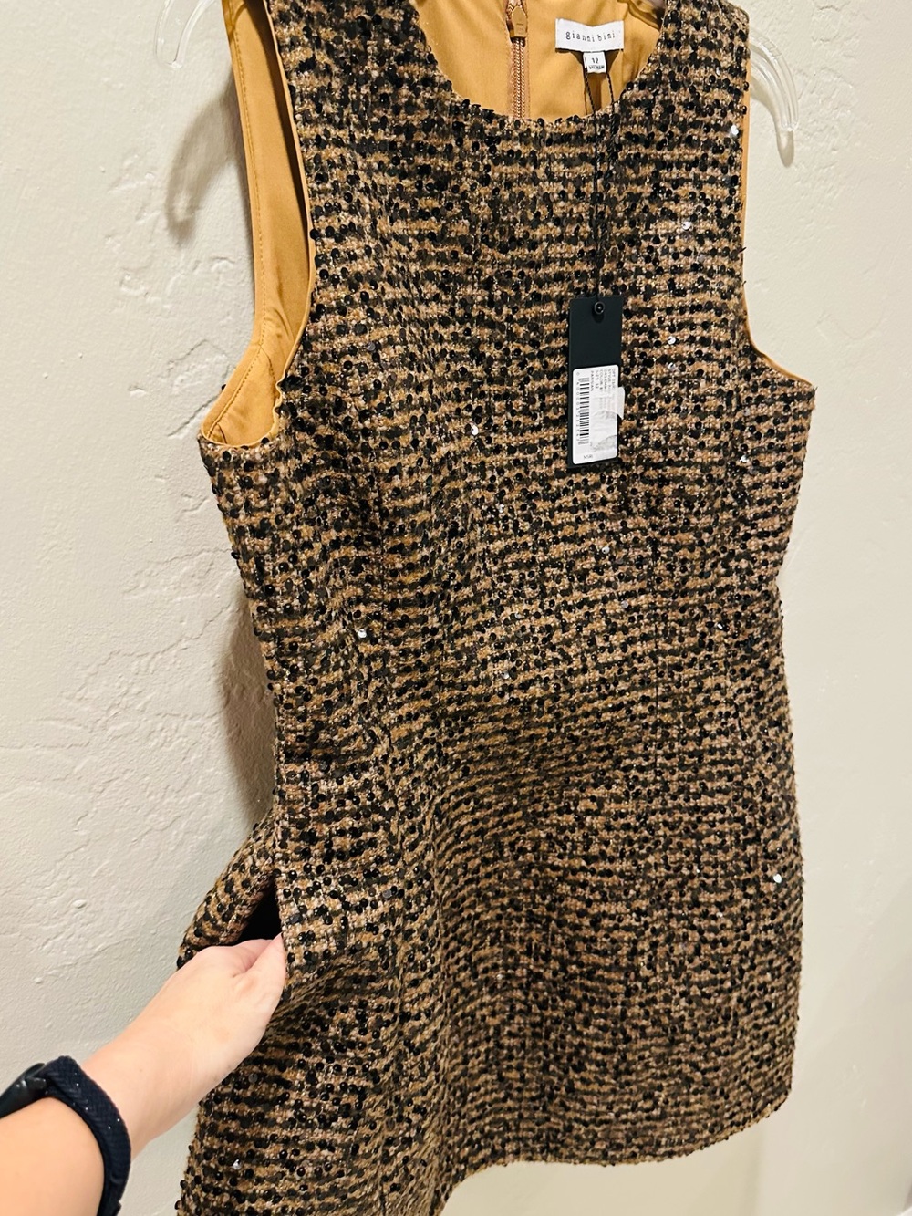 NWT Gianni Bini Emma Sequin Tweed Structured Mini Dress Size 12 - Picture 6 of 12